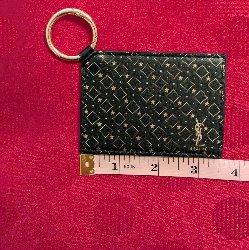 🆕 Yves Saint Laurent Mirror Keychain Keyring Bag Charm YSL Black With Gold Star - Picture 5 of 7